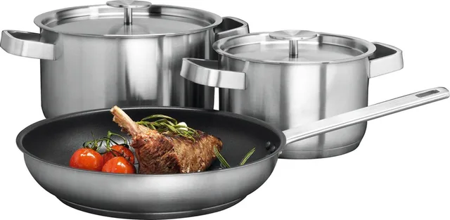 A3SS Pannenset 3-delig - Geschikt voor alle warmtebronnen - Koekenpannen inductie - Inclusief deksels - Vaatwasserbestendig