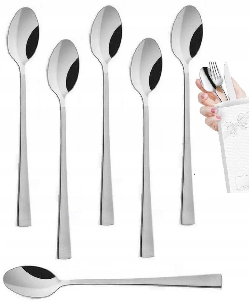 Atlantic Lange Lepels 22cm - Set van 6 voor Latte, Dessert, IJs & Cocktails by Amefa in Silver – product photo