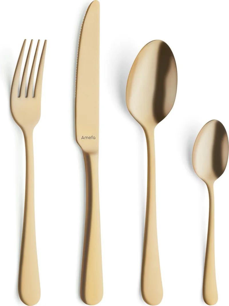 Austin – 24-delige Bestekset – 6 Personen – PVD Mat – 18/0 Chroomstaal – Cadeauverpakking från Amefa i Guld – produktbild