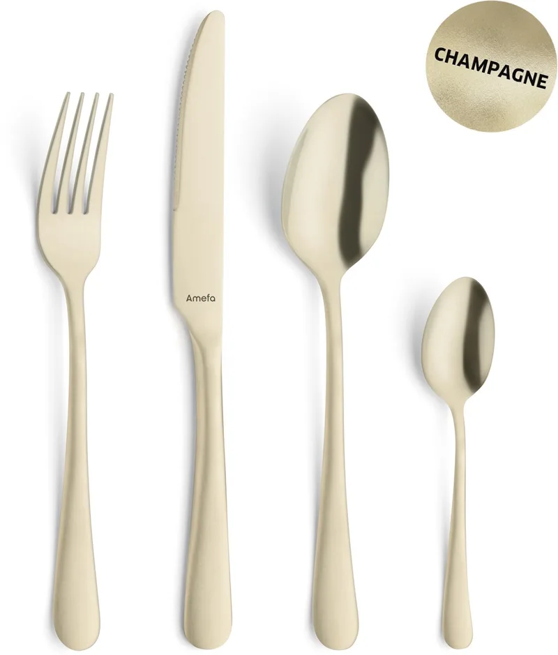 Austin 24 delige bestekset - 6 persoons- PVD Mat-18/0 Chroomstaal – Cadeauverpakking van Amefa in Champagne – productfoto 1 van 5