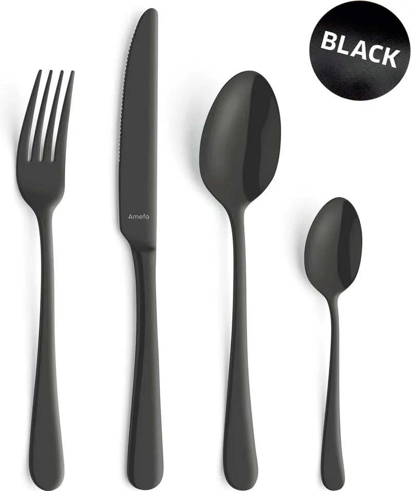 Austin 24 delige bestekset - 6 persoons- PVD Mat-18/0 Chroomstaal – Cadeauverpakking by Amefa in Black – product photo