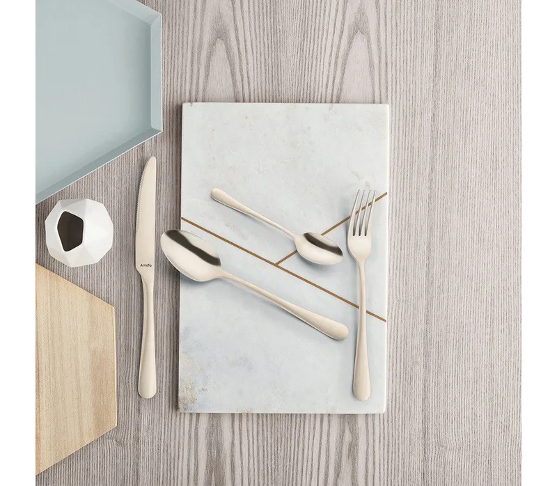 Austin 24 delige bestekset - 6 persoons- PVD Mat-18/0 Chroomstaal – Cadeauverpakking van Amefa in Champagne – productfoto 2 van 5