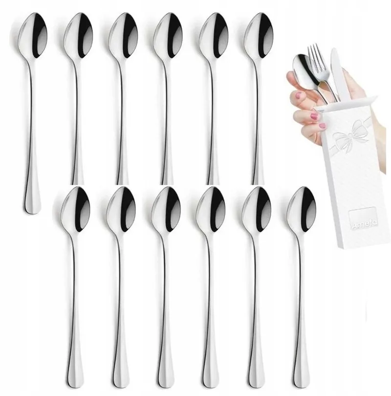 Baguette Lange Lepels (12 stuks) - Roestvrij Staal, 18.8 cm by Amefa in Silver – product photo