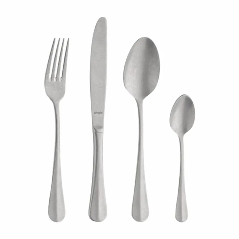 Baguette Stonewashed 24-delige Bestekset – 6 Personen – In Luxe Houten Cassette-Hoogwaardig 18/10 chroomnikkelstaal by Amefa in Silver – product photo
