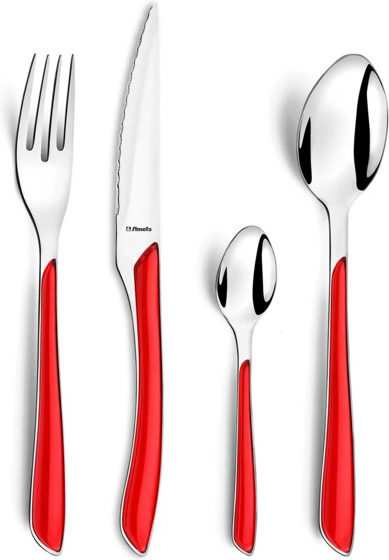 Eclat 24-delige Bestekset – 6 Personen – Hoogglans – 18/0 Chroomstaal – Cadeauverpakking von Amefa in Rot – Produktfoto 1 von 5