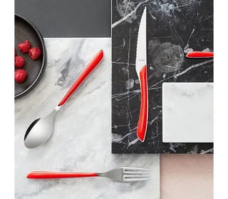 Eclat 24-delige Bestekset – 6 Personen – Hoogglans – 18/0 Chroomstaal – Cadeauverpakking von Amefa in Rot – Produktfoto 2 von 5