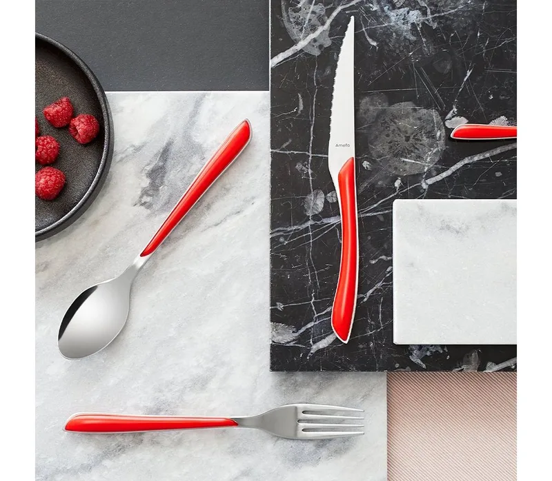 Eclat 24-delige Bestekset – 6 Personen – Hoogglans – 18/0 Chroomstaal – Cadeauverpakking von Amefa in Rot – Produktfoto 2 von 5