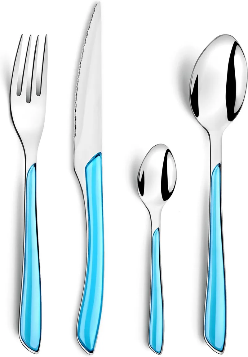 Eclat Licht blauw 16-delige Bestekset – 4 Personen – Hoogglans – 18/0 Chroomstaal – Cadeauverpakking von Amefa in Hellblau – Produktfoto