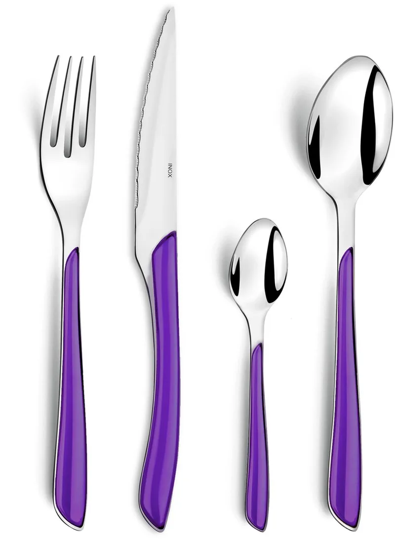 Eclat Paars 16-delige Bestekset – 4 Personen – Hoogglans – 18/0 Chroomstaal – Cadeauverpakking by Amefa in Silver – product photo