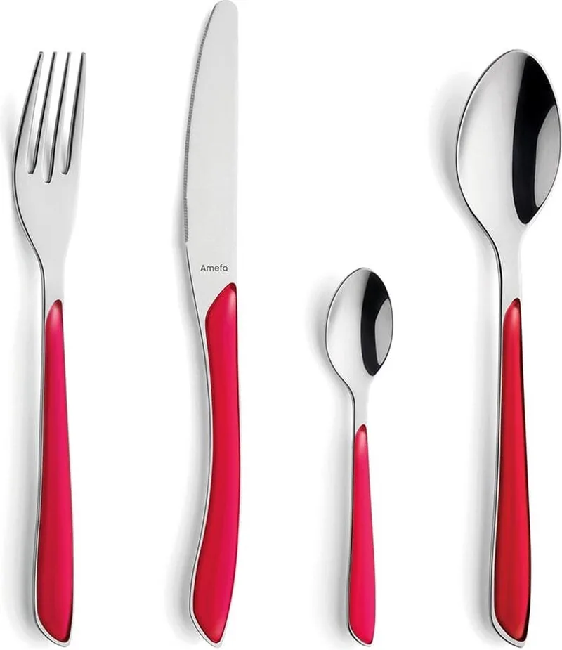 Eclat Raspberry 24-delige Bestekset – 6 Personen – Matt – 18/0 Chroomstaal – Cadeauverpakking by Amefa in Multicolour – product photo