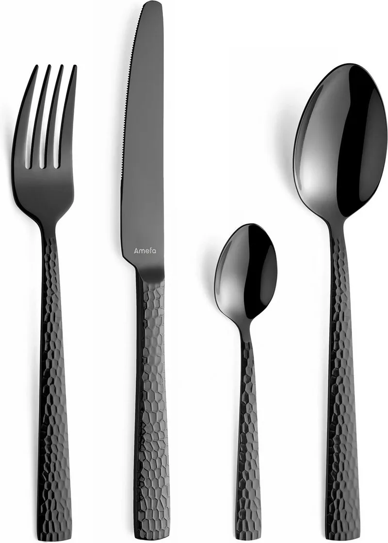 Felicity 24 delige bestekset - 6 persoons- PVD Hammerd hoogglans-18/0 Chroomstaal – Cadeauverpakking by Amefa in Black – product photo