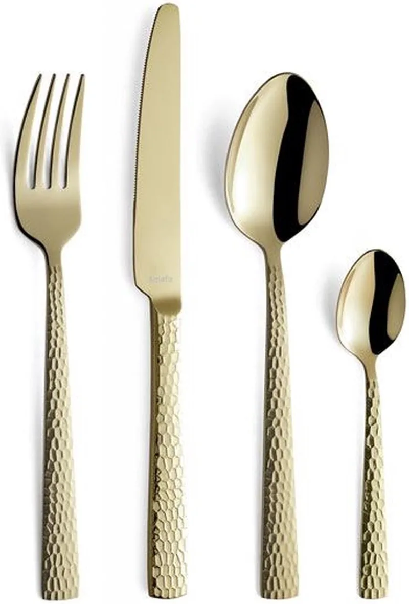 Felicity 24 delige bestekset - 6 persoons- PVD Hammered hoogglans-18/0 Chroomstaal – Cadeauverpakking by Amefa in Champagne – product photo