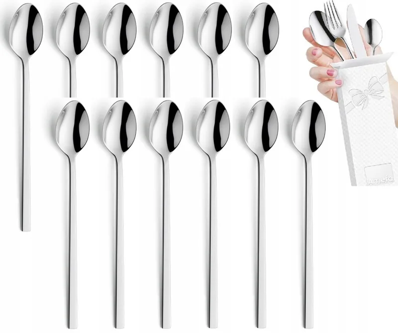 Kubus Lange Lepels (12 stuks) - Modern RVS, 19,5 cm by Amefa in Silver – product photo