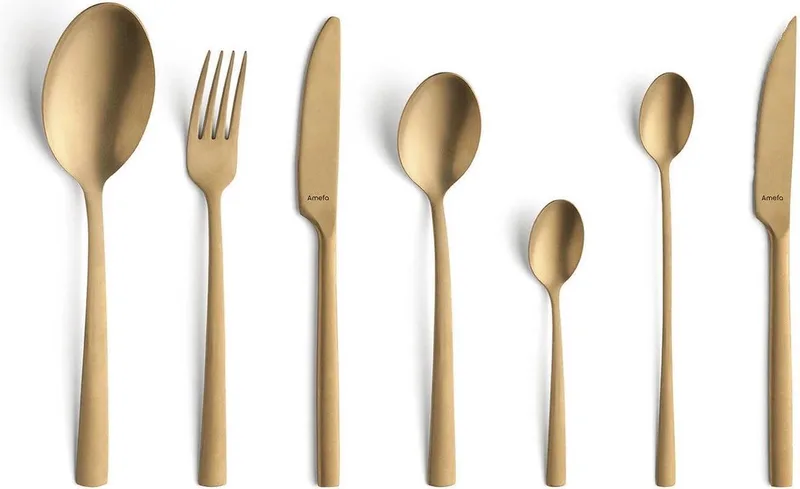 Manille 42 delige All You Need bestekset - 6 personen - PVD Mat- 18/0 Chroomstaal – Cadeauverpakking von Amefa in Gold – Produktfoto