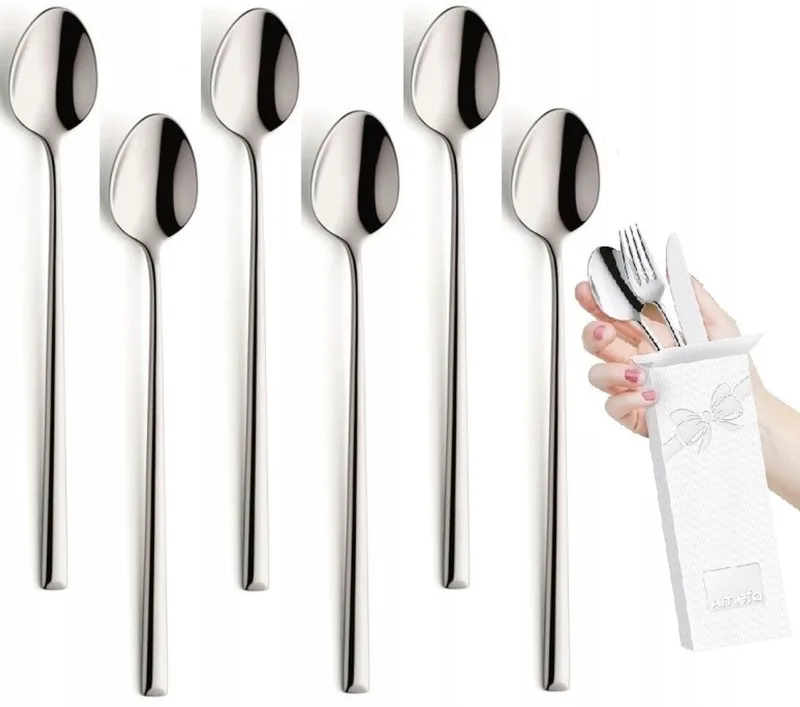 Metropole Lepels 6 Stuks - Luxe Roestvrij Staal voor Latte & Dessert by Amefa in Silver – product photo