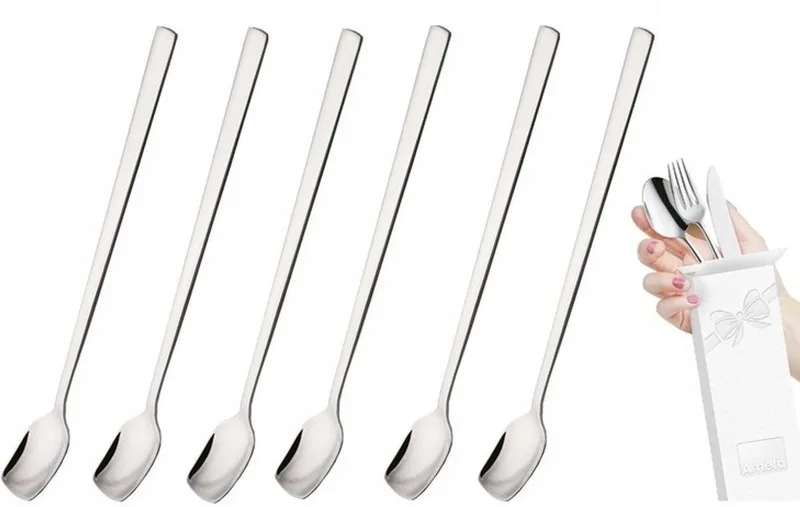 Moderno Lange Lepels voor Latte, Dessert & Cocktails (6 stuks) de Amefa en Argent – photo produit
