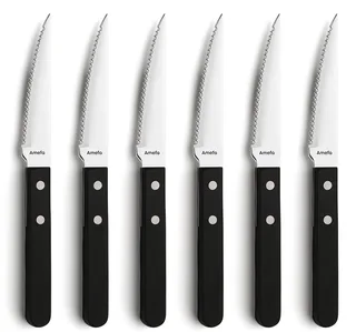 Pizza 6-delige Steakmessenset serie 7000– Vlijmscherp – Micro-Serration – 13/0 Messenstaal – Handvat – Cadeauverpakking by Amefa in Black – product photo 1 of 5