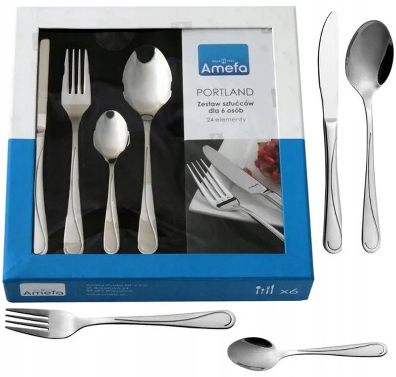 Portland Bestekset 24 Delig RVS - 6 Persoons - Eikels by Amefa in Silver – product photo