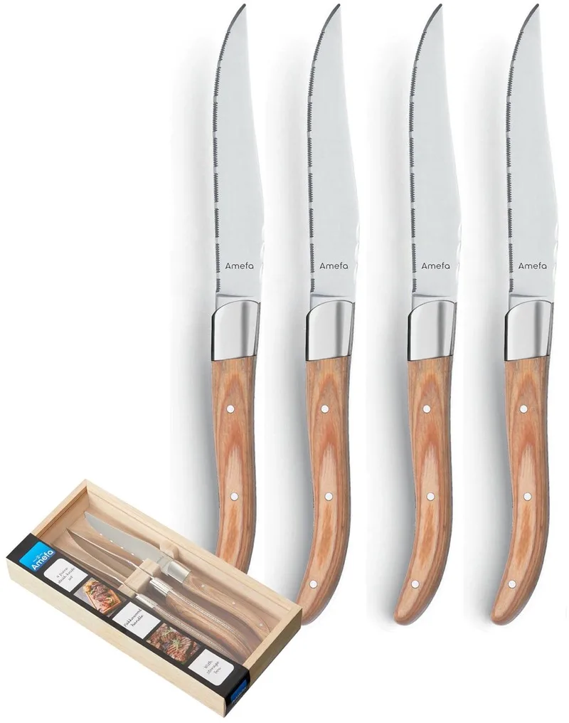 Royal Steak 4 Steakmessen de Amefa en Natural Wood – photo produit