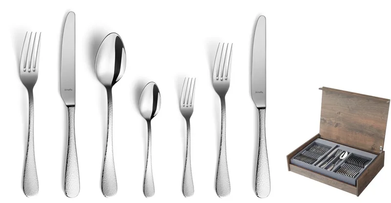 Sierra 84-delige Bestekset – 12 Personen – Zilver – In Luxe Houten Cassette-Hoogwaardig 18/10 chroomnikkelstaal fra Amefa i Sølv – produktbillede