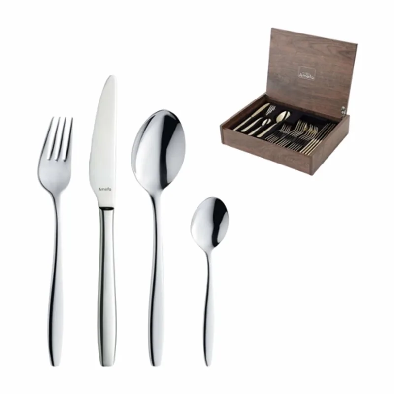 Ventura 24-delige Bestekset – 6 Personen – In Luxe Houten Cassette-Hoogwaardig 18/10 chroomnikkelstaal by Amefa in Silver – product photo