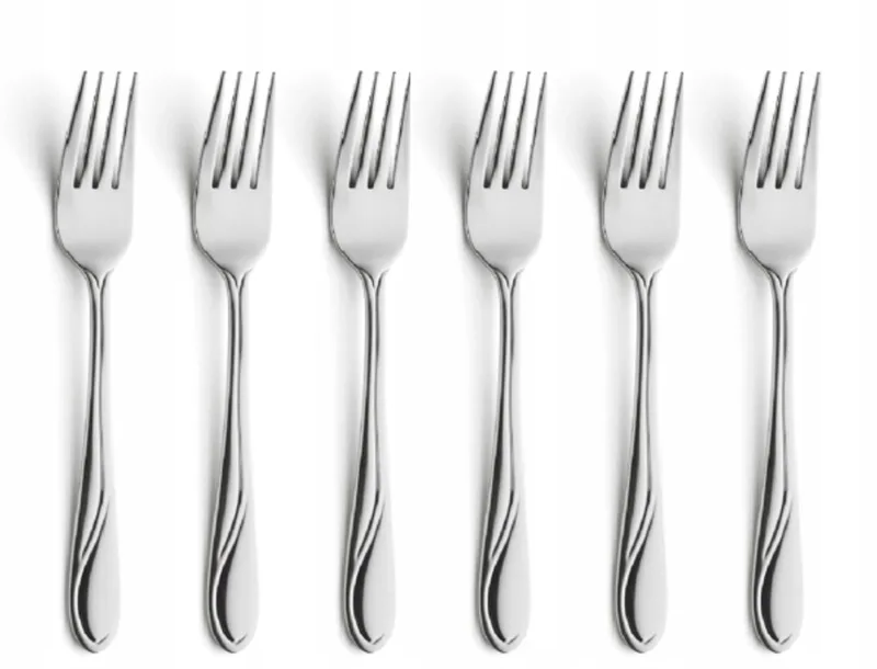 Whisper 1405: Set van 6 gepolijste RVS diner Vorken von Amefa in Silber – Produktfoto