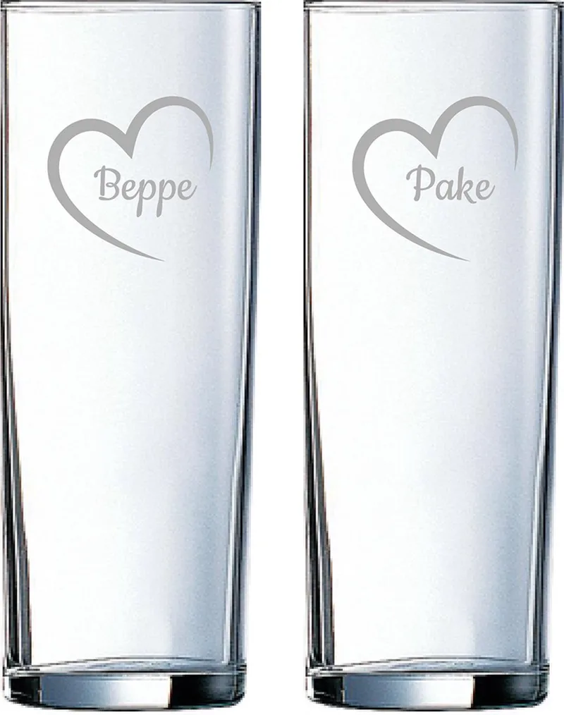 Gegraveerde longdrinkglas 31cl Pake mei hert & Beppe mei hert von Arcoroc in Pake mei hert-Beppe mei hert – Produktfoto