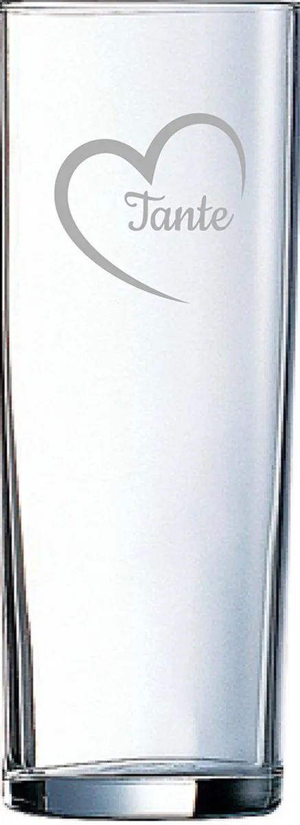 Gegraveerde longdrinkglas 31cl by Arcoroc in Tante met hartje – product photo