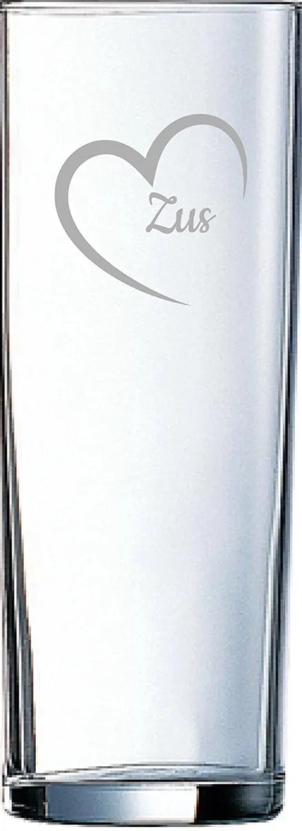 Gegraveerde longdrinkglas 31cl by Arcoroc in Zus met hartje – product photo