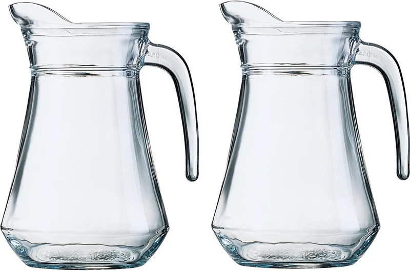 Glazen schenkkan/karaf - 2x stuks - 1 liter/1000 ml - Sapkannen/waterkannen/schenkkannen fra Arcoroc i Gennemsigtig – produktbillede
