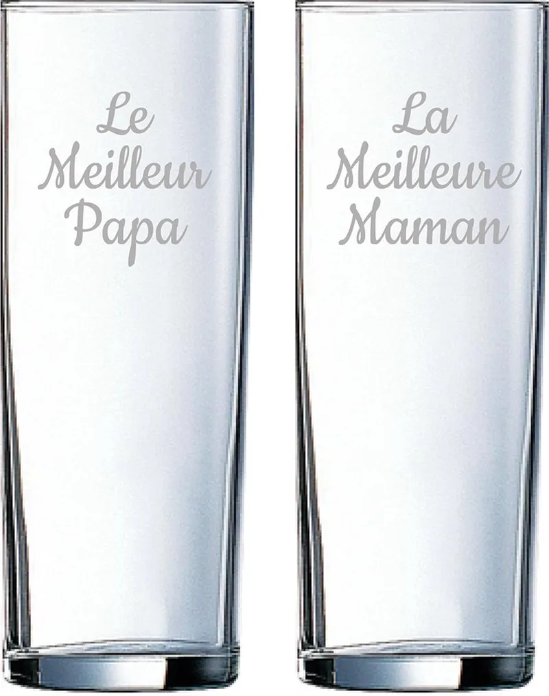 Longdrinkglas gegraveerd - 31cl - Le Meilleur Papa & La Meilleure Maman de Arcoroc en Le Meilleur Papa & La Meilleure Maman – photo produit
