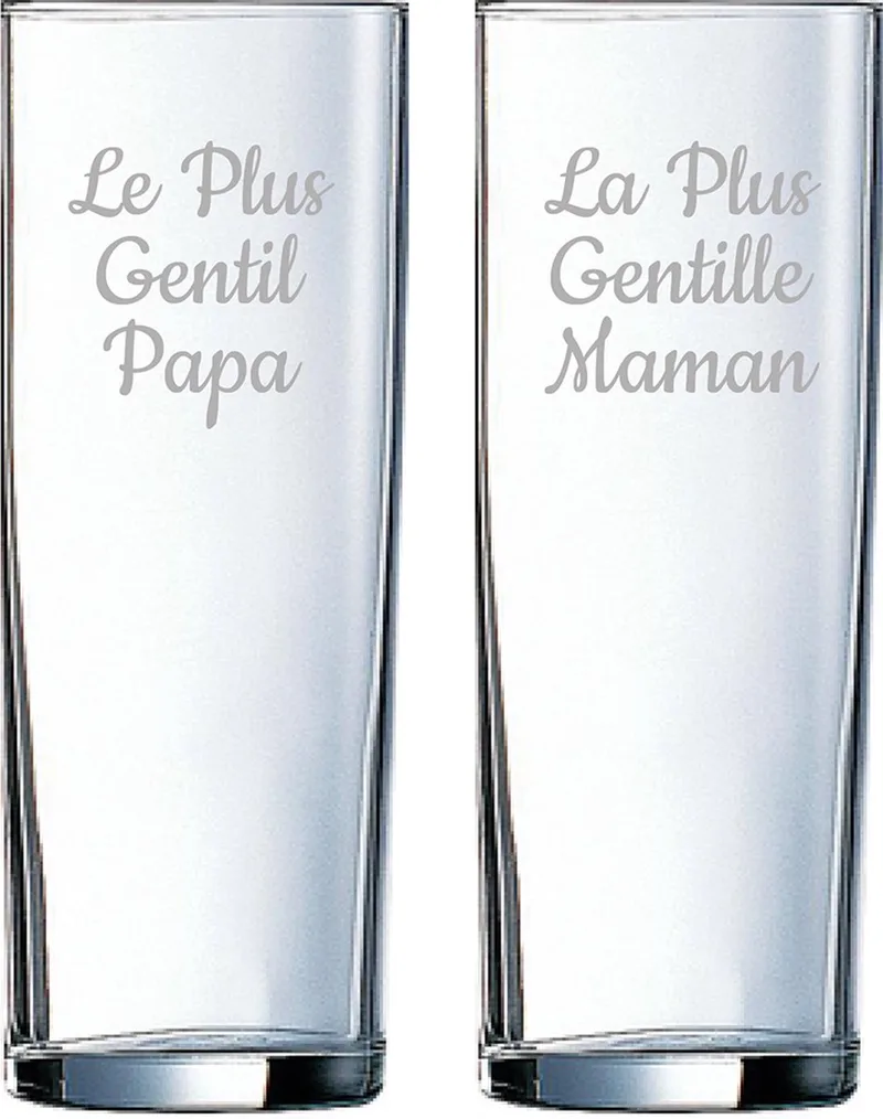 Longdrinkglas gegraveerd - 31cl - Le Plus Gentil Papa & La Plus Gentille Maman by Arcoroc in Le Plus Gentil Papa & La Plus Gentille Maman – product photo