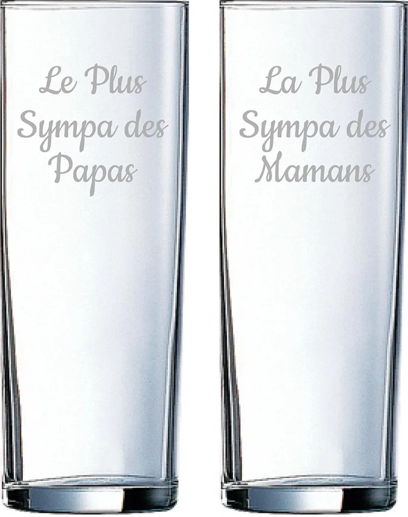 Longdrinkglas gegraveerd - 31cl - Le Plus Sympa des Papas & La Plus Sympa des Mamans by Arcoroc in Le Plus Sympa des Papas & La Plus Sympa des Mamans – product photo