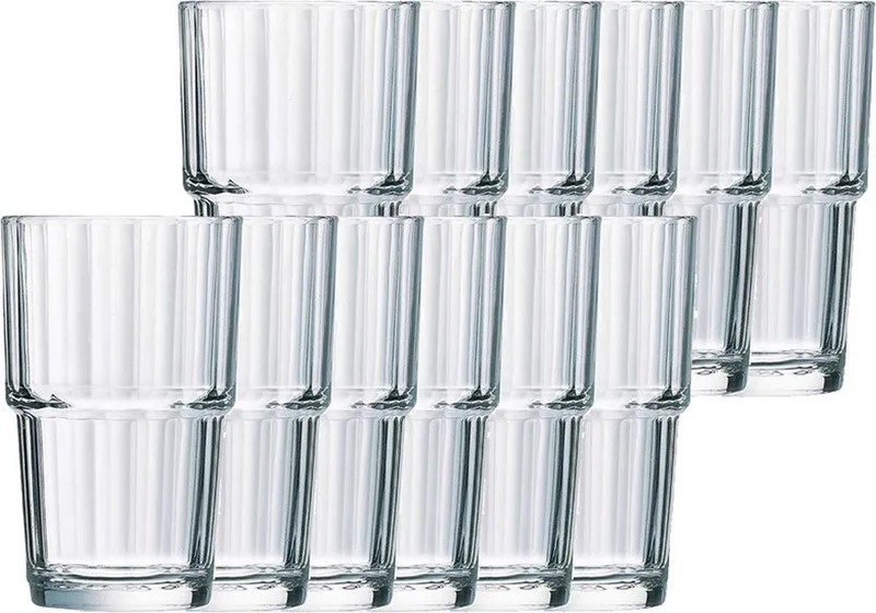 Longdrinkglazen Norvege - 12x stuks - glas - 270 ml - Koffie/thee glazen - Stapelbaar by Arcoroc in Transparent – product photo