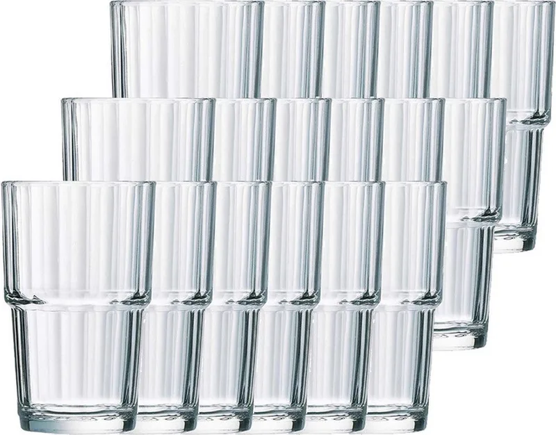 Longdrinkglazen Norvege - 18x stuks - glas - 270 ml - Koffie/thee glazen - Stapelbaar de Arcoroc en Transparent – photo produit