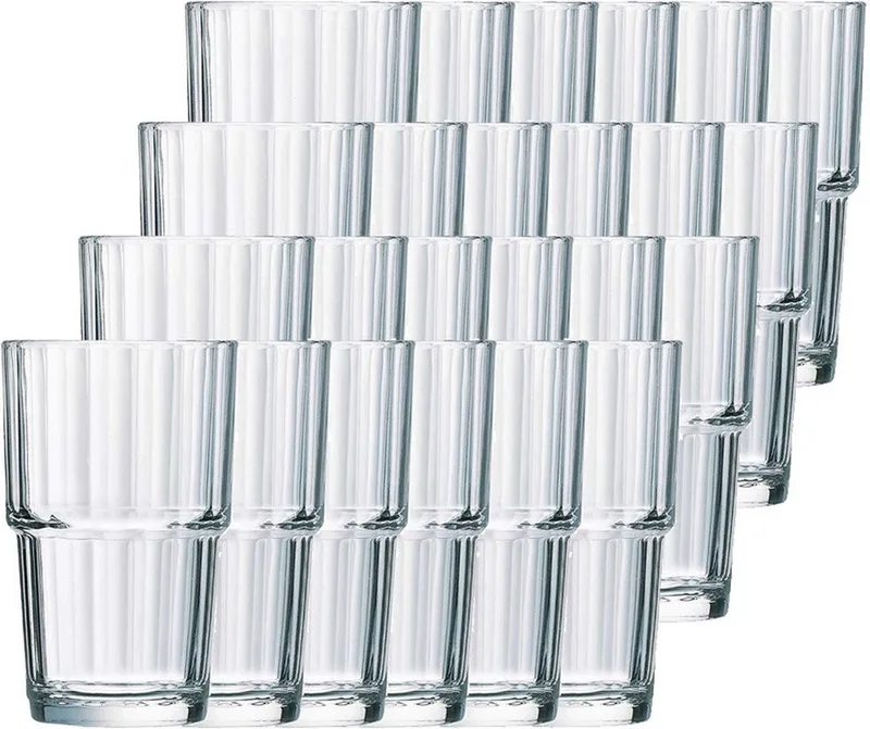 Longdrinkglazen Norvege - 24x stuks - glas - 270 ml - Koffie/thee glazen - Stapelbaar by Arcoroc in Transparent – product photo