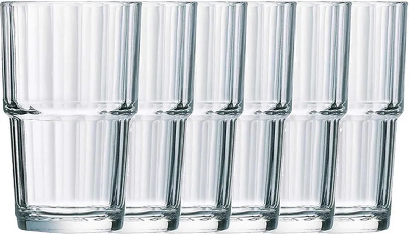 Longdrinkglazen Norvege - 6x stuks - glas - 270 ml - Koffie/thee glazen - Stapelbaar by Arcoroc in Transparent – product photo