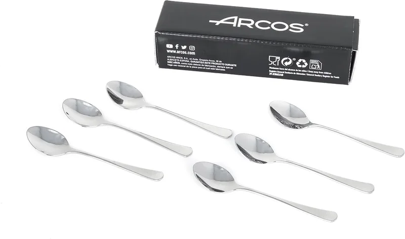 Madrid Koffielepels Set (6 stuks) - Roestvrij Staal, 115mm by Arcos in Silver – product photo