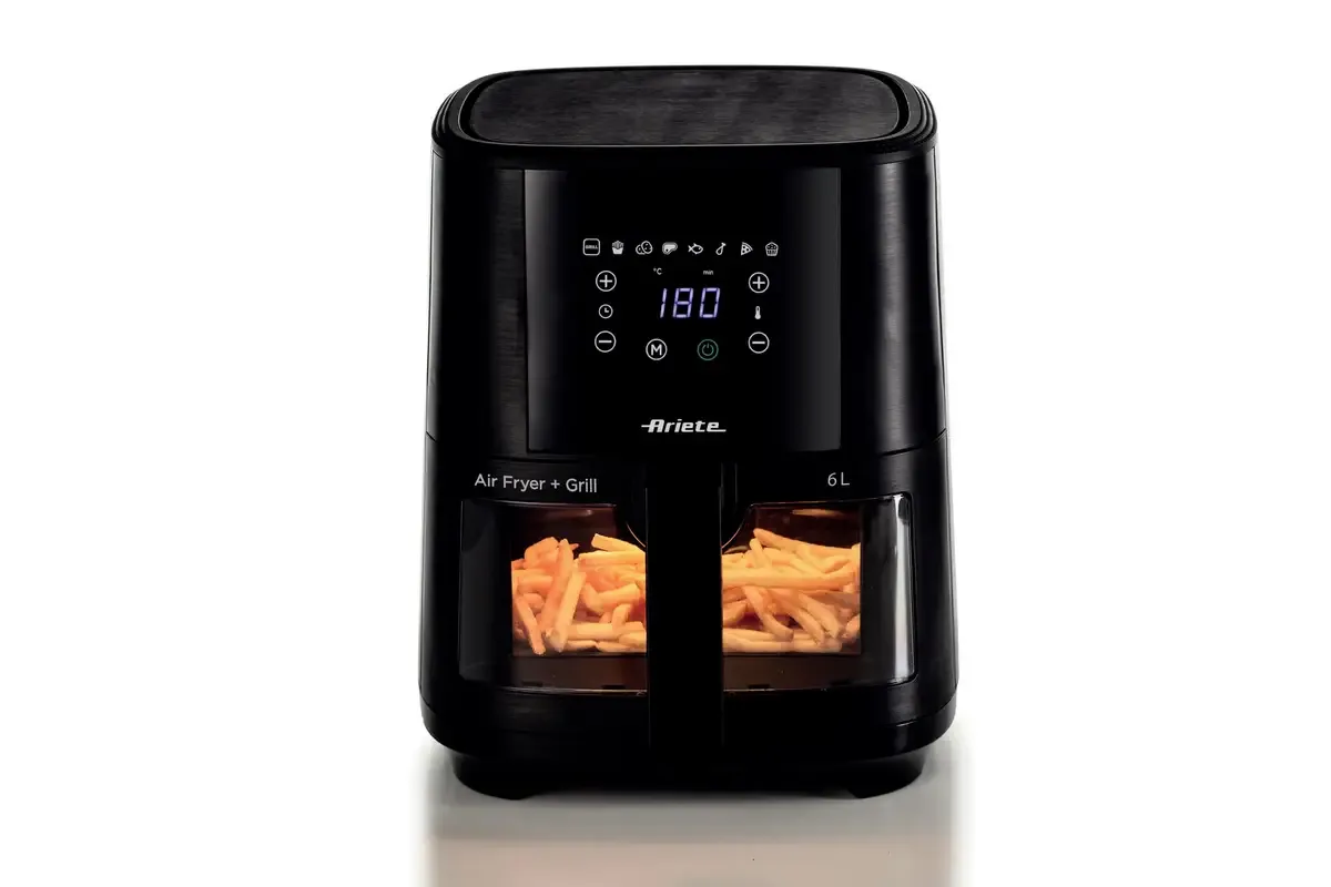 Ariete 00C462600AR0 Heißluftfritteuse 6 l Antihaftbeschichtung, BPA-frei, digitaler Timer, für Lebensmittel, Heißluft-Funktion, LCD-Display, Umluft-Funktion von Ariete – Produktfoto