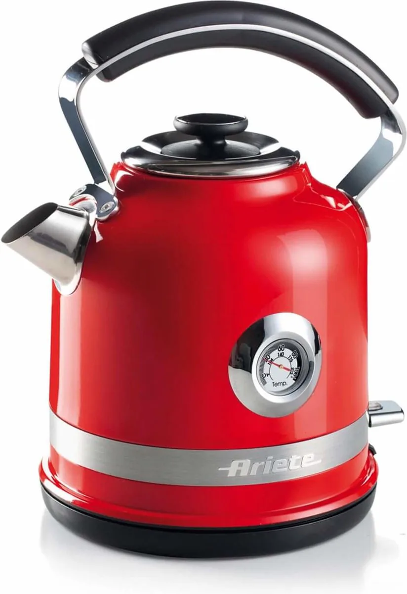 Ariete 2854/00 Moderna Waterkoker - 1.7 Liter inhoud - 2000 Watt - Watertemperatuur thermometer van Ariete in Rood – productfoto