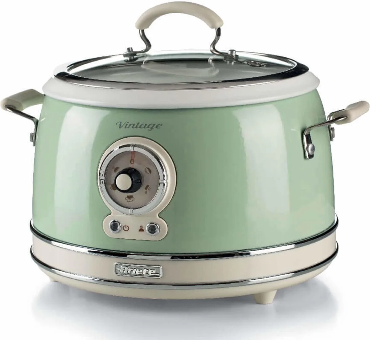 Ariete 2904/04 - Vintage Slowcooker - XL Rijstkoker - 3.5 Liter inhoud - 700 Watt - warmhoudfunctie - Groen van Ariete in Groen, Wit – productfoto