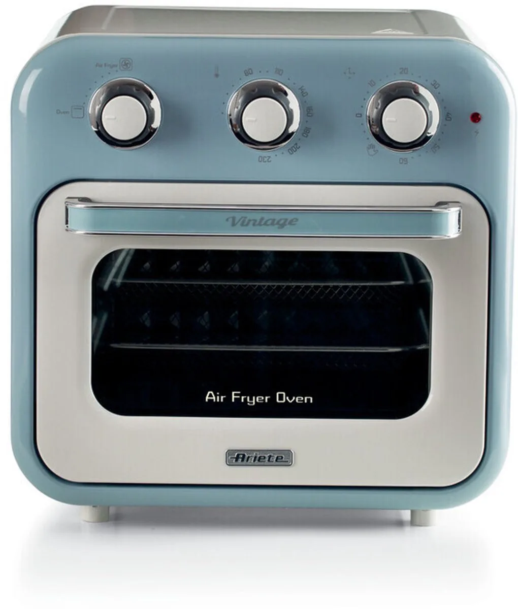 Ariete 4632/05 Vintage Airfryer & Oven - 16 liter - 1400 Watt - timer - draaispit - roterende mand - blauw van Ariete in Lichtblauw – productfoto