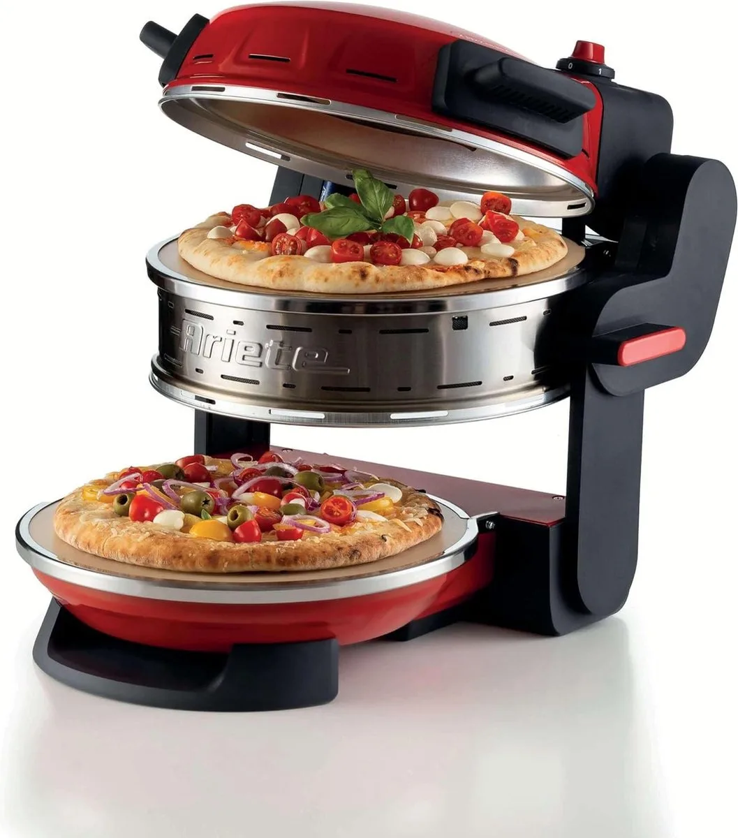 PIZZERIA - dubbele pizzaoven - 2300W - 2 pizza's tegelijk - max. 400 °C van Ariete in Rood – productfoto