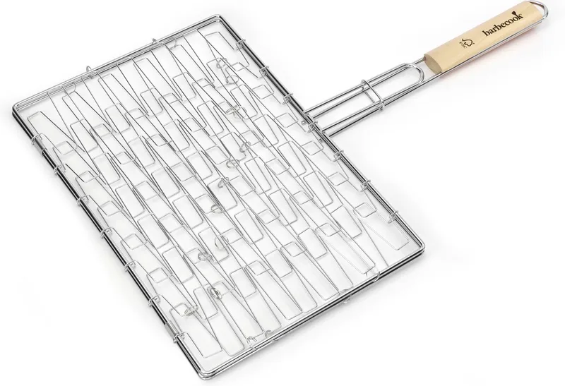 BBQ klemrooster - Barebecue Rooster rechthoek - Elastische BBQ grill - L410 x D290 x H20 mm (Grillopperv.) - Staal - Met handvat by Barbecook in Chrome – product photo