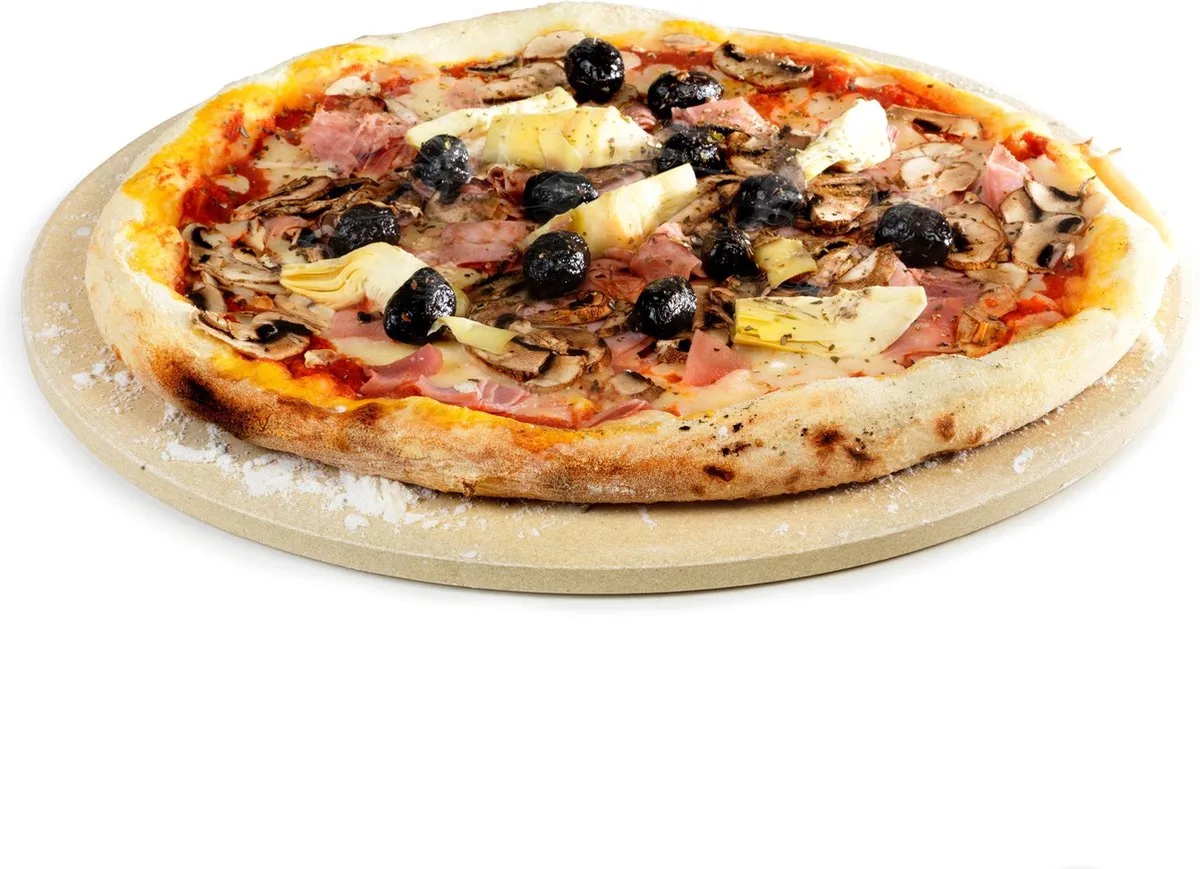 BBQ Pizzaplaat - Pizzasteen - Voor Barbecue - Rond - 36cm de Barbecook en Beige – photo produit