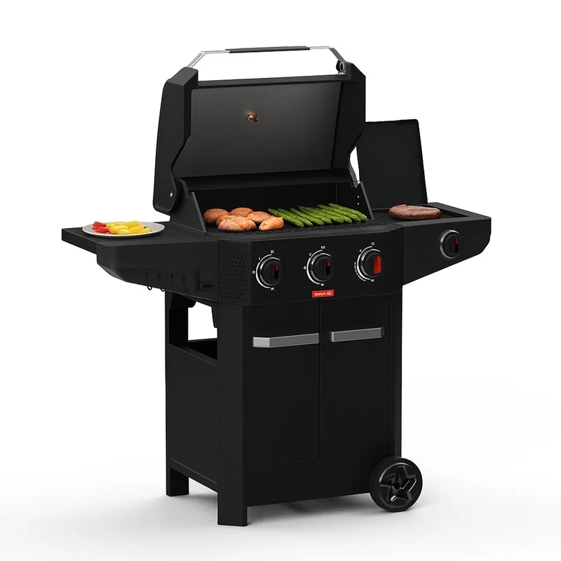 Luca 312 gasbarbecue met kast en zijbrander 133.4x60.3x112.3cm by Barbecook in Black – product photo