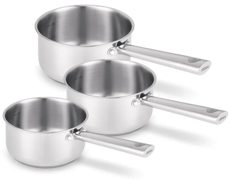 Cicla 3-delige Steelpannen Set - Ø 16, 18, 20 cm - Gerecycleerd RVS - Inox - PFAS-vrij - Geschikt voor inductie - 3 Sauspannen van Beka in Chroom – productfoto