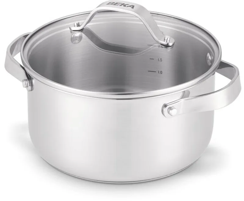 Cicla Kookpot - Ø 20 cm - met Deksel uit glas - Gerecycleerd RVS - PFAS-vrij - Geschikt voor inductie & vaatwasser fra Beka i Krom – produktbillede