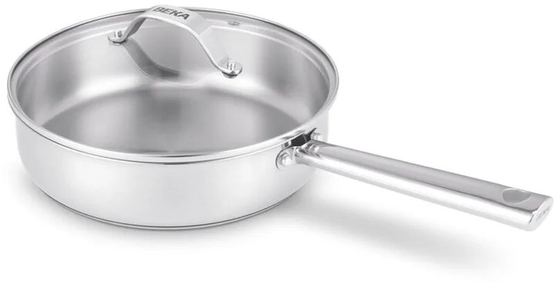 Cicla Sauteerpan - Hapjespan Ø 24cm - met Deksel uit glas - Gerecycleerd RVS - PFAS-vrij - Geschikt voor inductie & vaatwasser von Beka in Chrom – Produktfoto