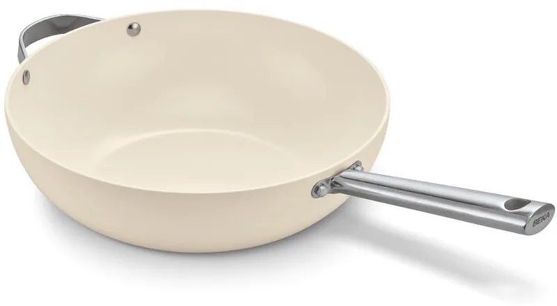 Cicla Wokpan - Ø 30 cm - Keramische Antikleeflaag - Gerecycleerd RSV - Inox - PFAS-vrij - Geschikt voor inductie & vaatwasser - Crème de Beka en Noir – photo produit